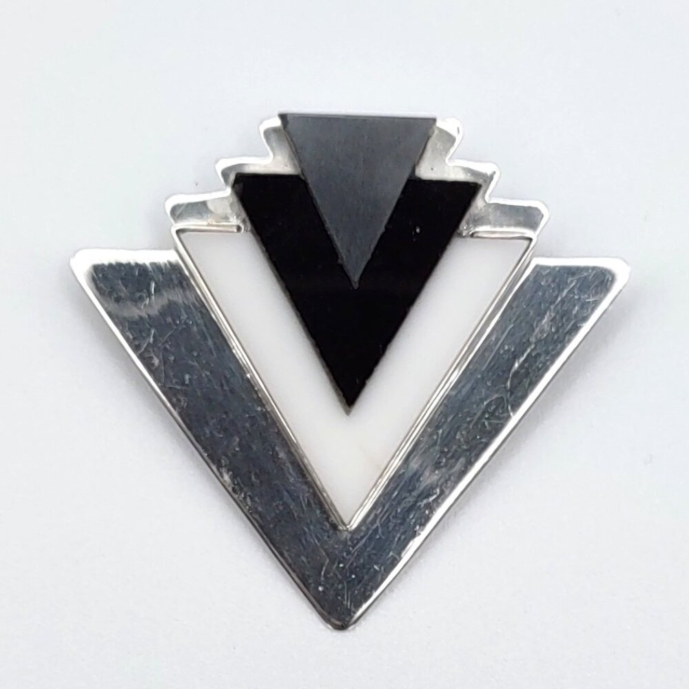 Vintage Sterling Silver Modernist Art Deco Brooch by Great Falls Metal Works